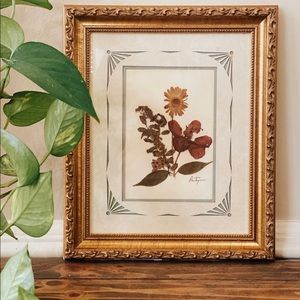 Vintage Boho Pressed Flowers in Frame
